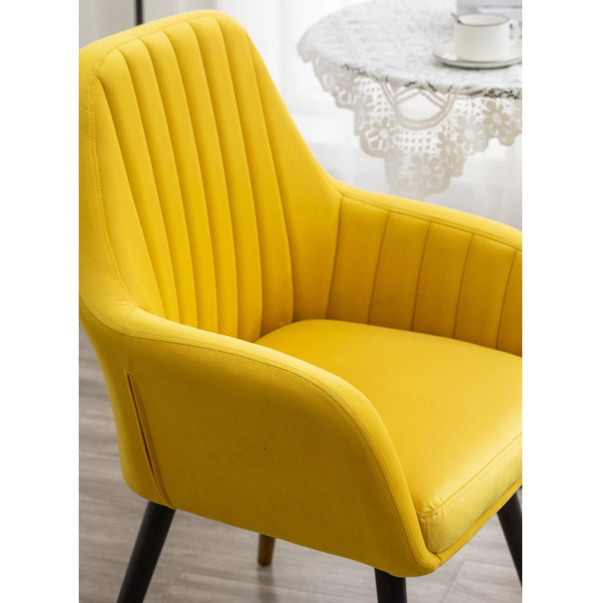 Tuchico Contemporary Velvet Upholstered Accent Chair, Yellow