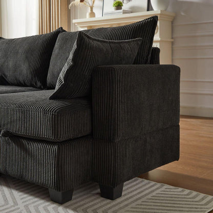 113.5" Modular Sectiona Corduroy Sofa, Sectional Couches for Living Room U Shaped Sectional Couch with Storage Ottoman, 6 Seats Convertible Sectionals with Chaise
