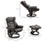 Massage Recliner Chair with Ottoman Footrest, 10 Vibration Points, 360 Swivel Reclining Chair, Faux Leather Living Room Chair with Side Pocket and Remote Control, Brown