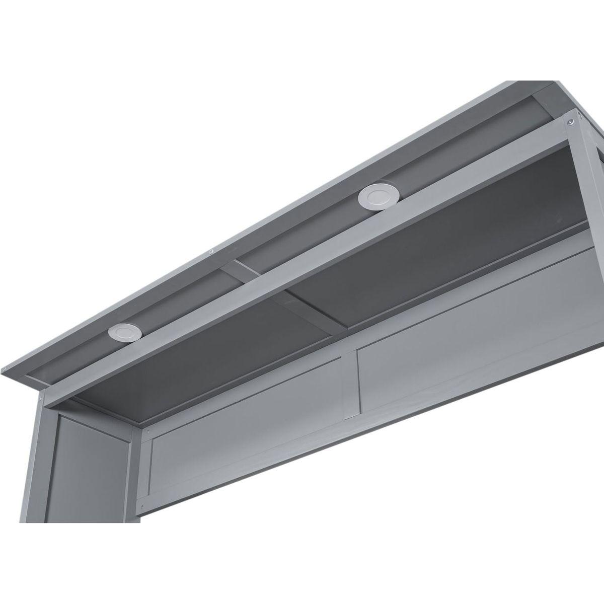 Queen Size Murphy Bed Wall Bed with Shelves and LED Lights,Gray