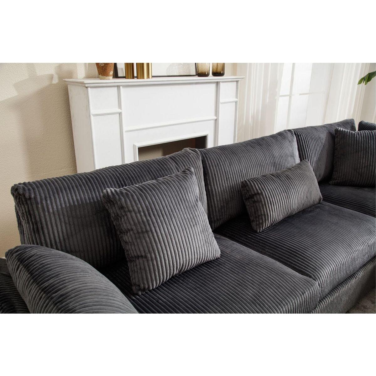 {NEW ARRIVAL} Oversized Modular Sectional Sofa Couches Set,Corduroy Upholstered Deep Seat Comfy Sofa for Living Room,Dark Gray