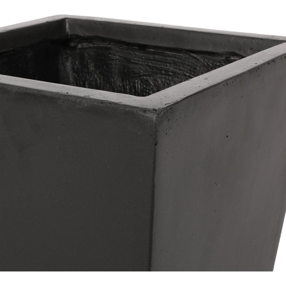 13" Outdoor Modern MGO Small Cast Stone Planter, Black