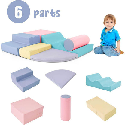 Soft Climb and Crawl Foam Playset 6 in 1, Soft Play Equipment Climb and Crawl Playground for Kids,Kids Crawling and Climbing Indoor Active Play Structure