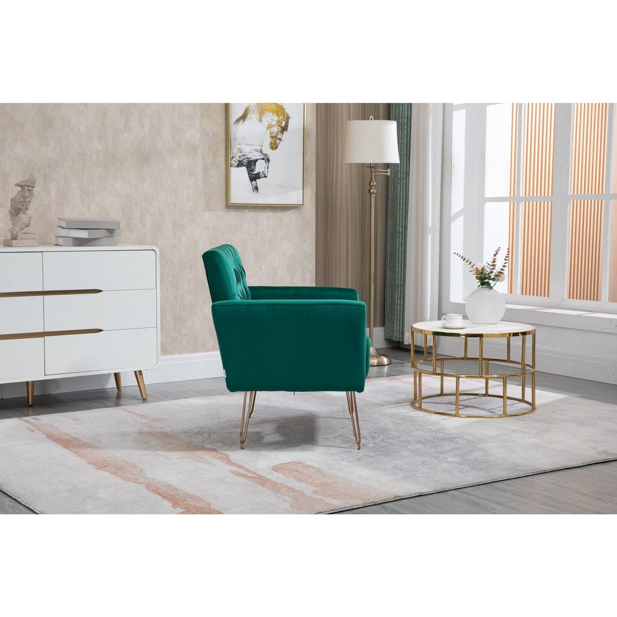 Accent Chair, leisure single sofa with Rose Golden feet