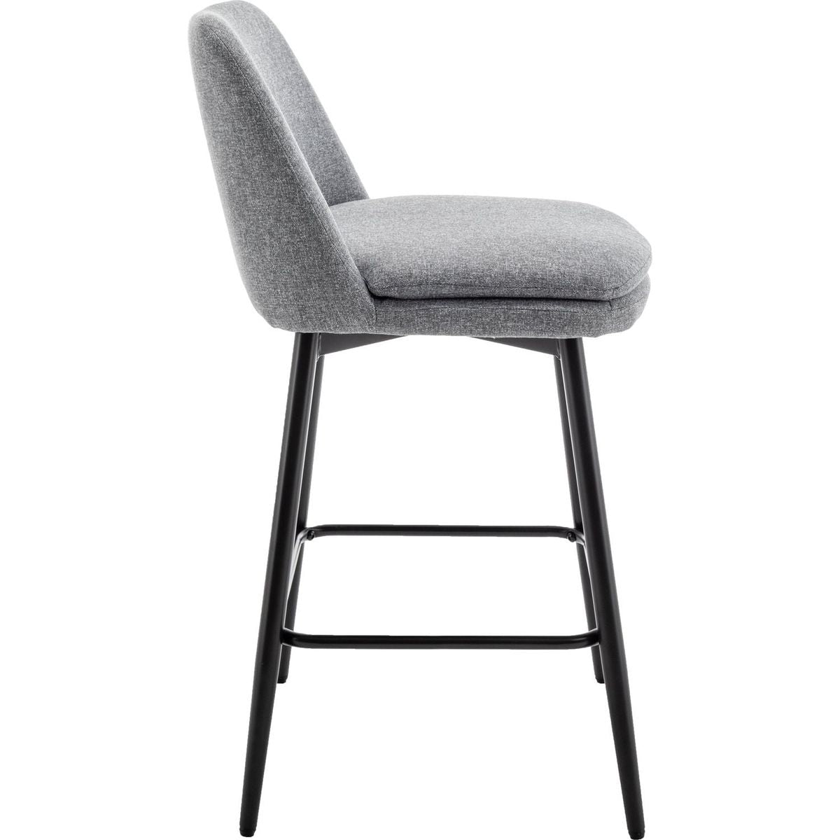 Counter Height Swivel Bar Stools Set of 2, 360 Swivel Upholstered Barstools with Back and Metal Legs, 25.6" Seat Height,Counter Stools for Kitchen Island and Pub,Linen Cloth,Grey