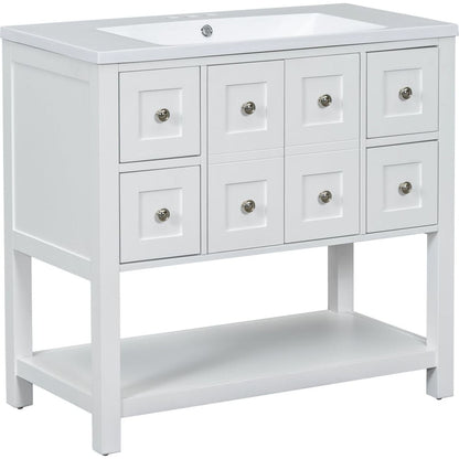 36" Bathroom Vanity with Undermount Sink,Free Standing Vanity Set with 4 Drawers& Soft Closing Doors,Solid Wood Frame Bathroom Storage Cabinet