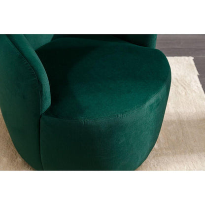 Velvet Fabric Swivel Accent Armchair Barrel Chair With Black Powder Coating Metal Ring,Green