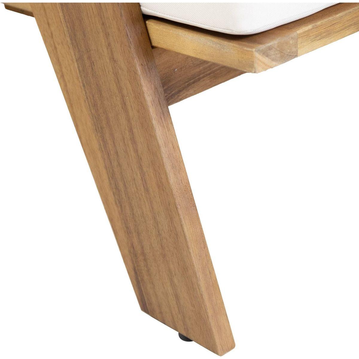 Outdoor Acacia Wood Club Chairs with Cushions (Set of 2), Teak Finish+ Beige, 30.75" W x 30.25" D x 26.00" H