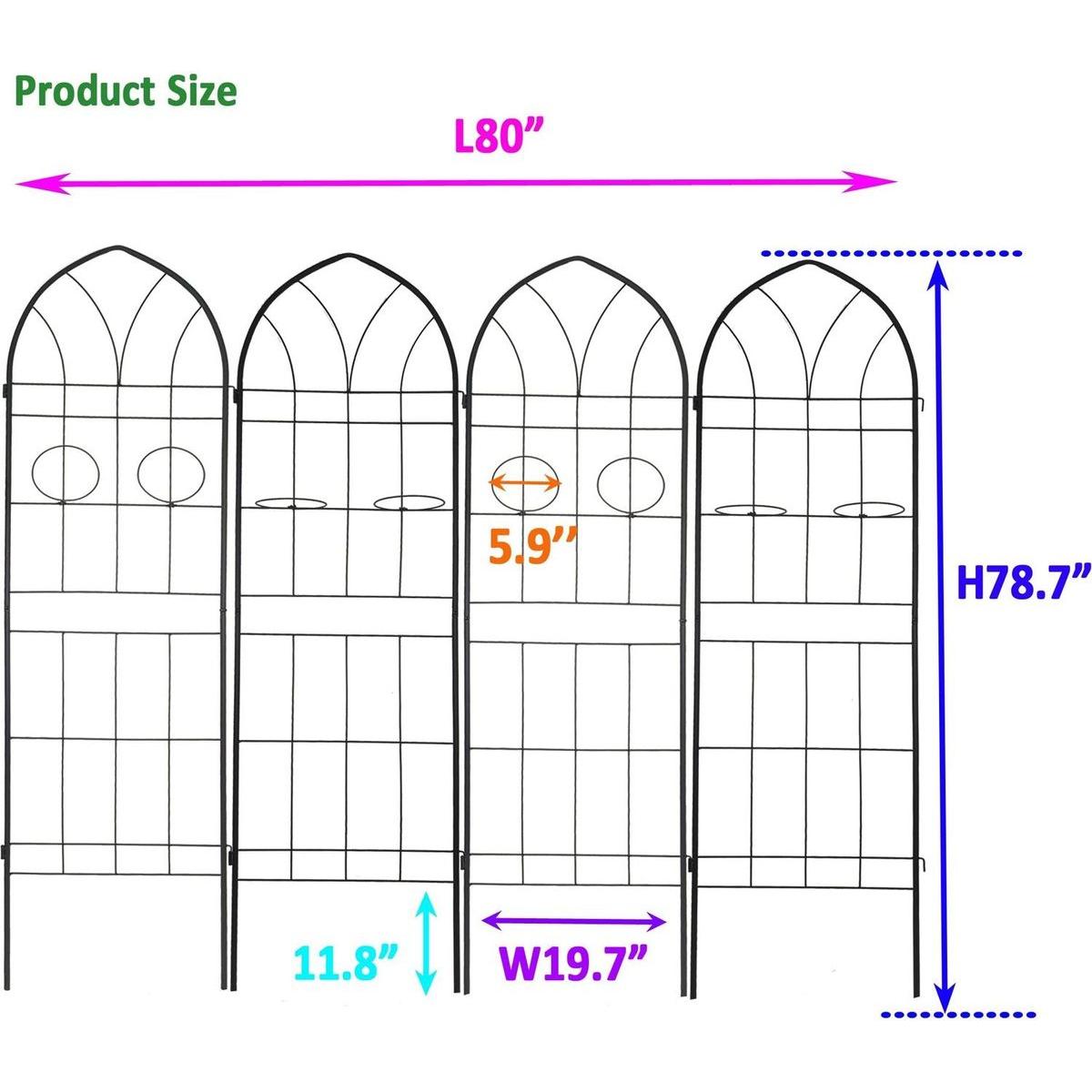 4 Pack Metal Garden Trellis 78.7" x 19.7" Rustproof Trellis for Climbing Plants Outdoor Flower Support Black