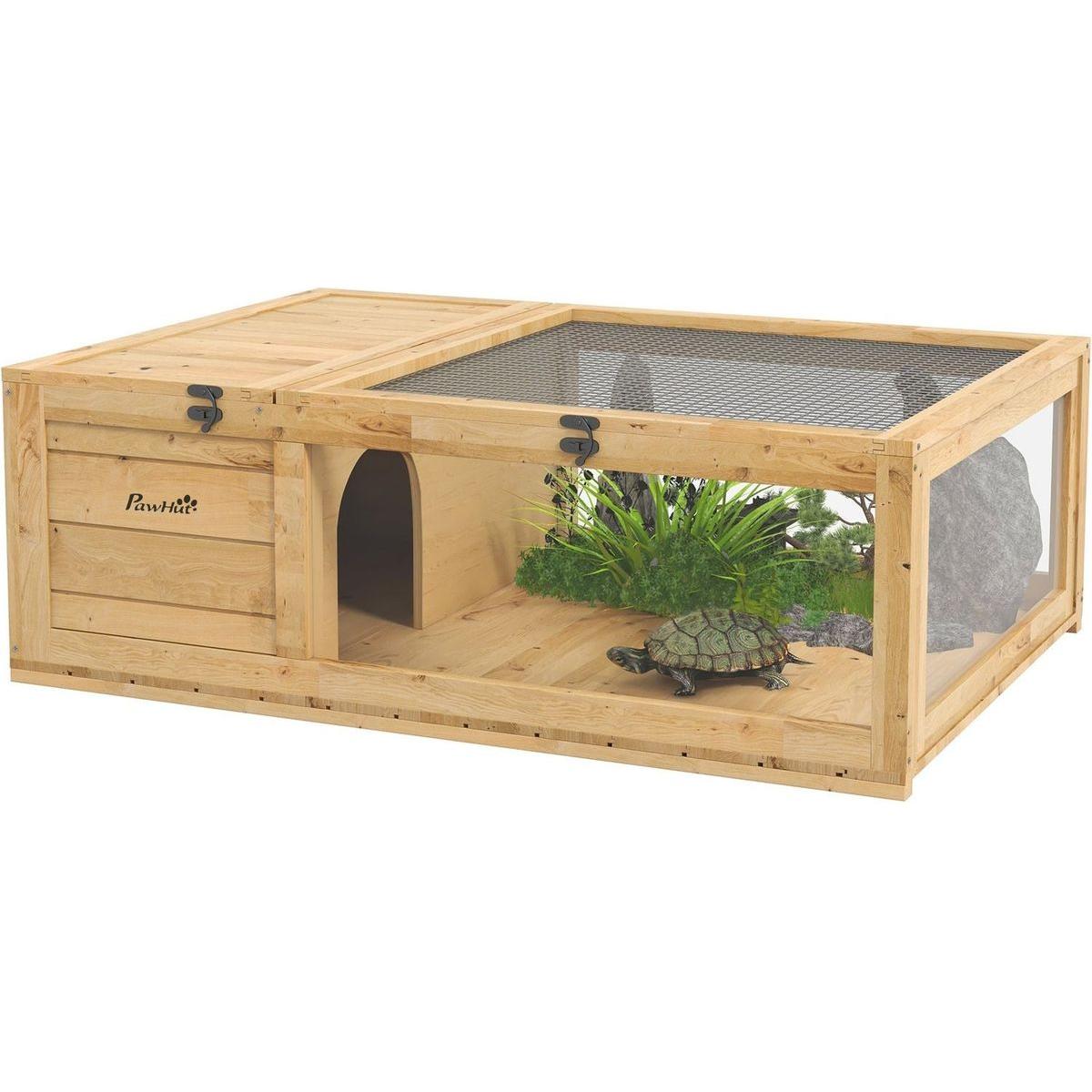 Wooden Tortoise House Indoor Turtle Habitat Enclosure Outdoor Reptile Streamdale Furniture