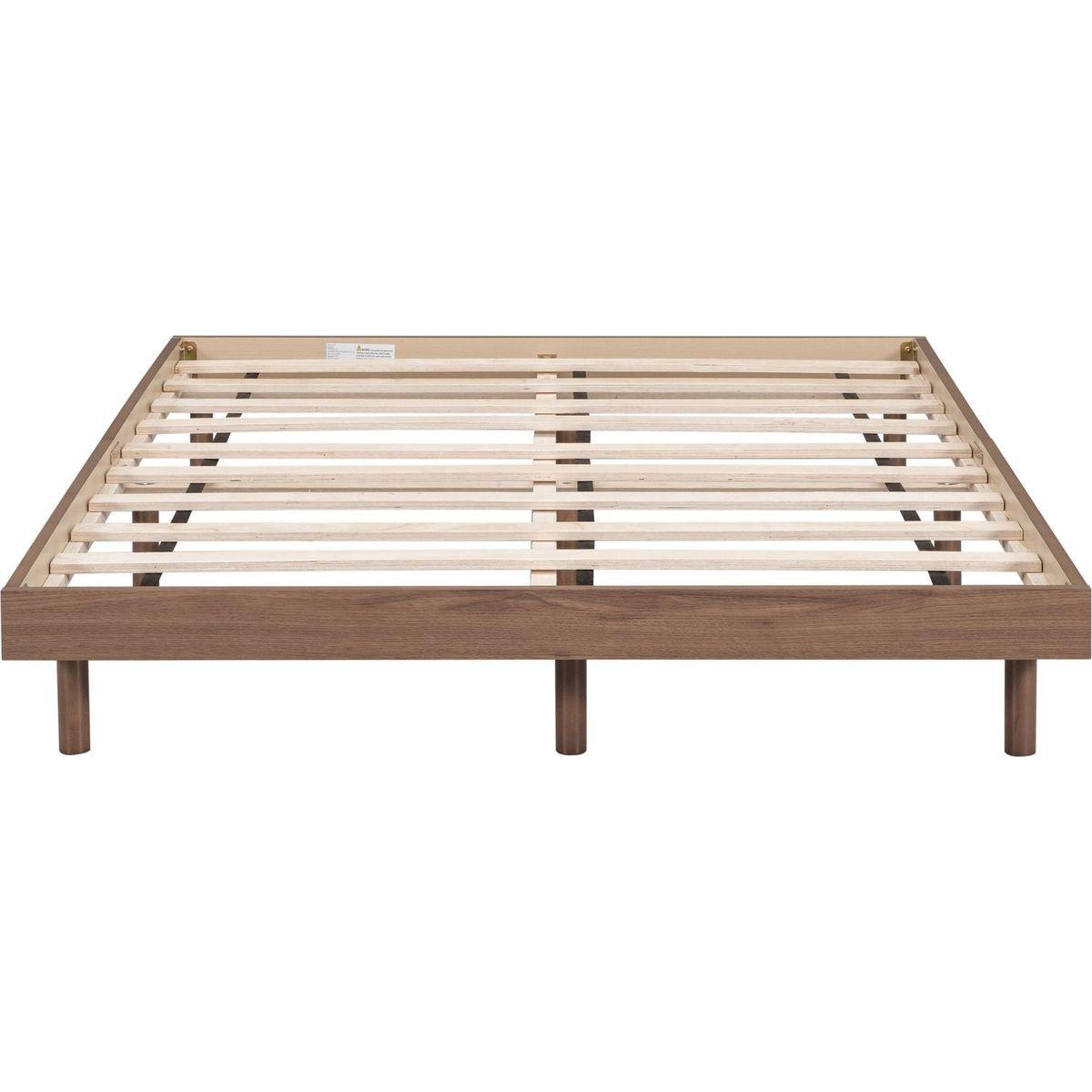 Modern Design Full Floating Platform Bed Frame for Walnut Color