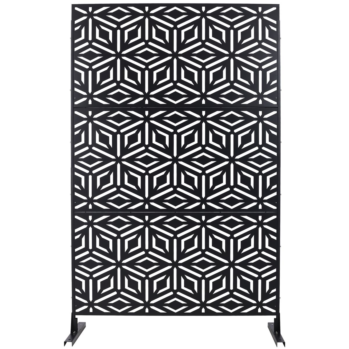Outdoor & Indoor Privacy Screen Metal Privacy Screen 76' H×48' W, Freestanding Decorative Privacy Screen for Deck Balcony Patio, Privacy Fence Panels for Outside Lawn Garden PS115 BLACK