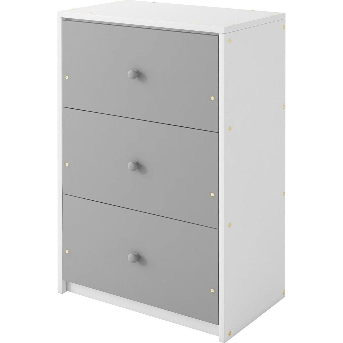 Twin over Twin Loft Bunk Bed with Drawers and Ladder, Gray