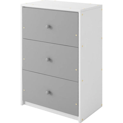 Twin over Twin Loft Bunk Bed with Drawers and Ladder, Gray