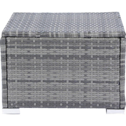 8 Piece Patio Sectional Wicker Rattan Outdoor Furniture Sofa Set with One Storage Box Under Seat and Cushion Box Grey wicker + Black Cushion + Clear Glass Top