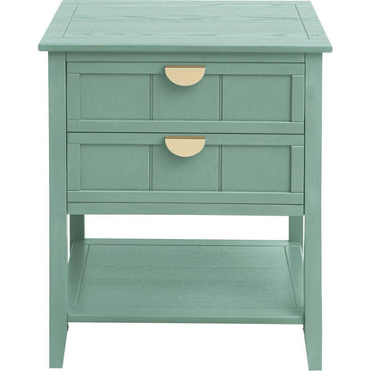 2 Drawer Side Table, American Style, End Table, Suitable for Bedroom, Living Room, Study