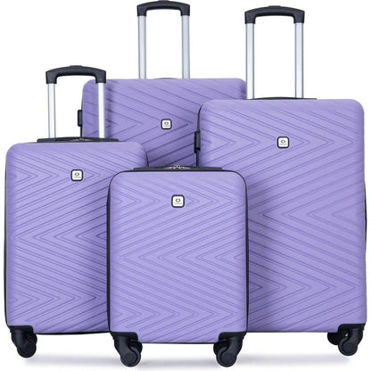 luggage 4-piece ABS lightweight suitcase with rotating wheels, 24 inch and 28 inch with TSA lock, (16/20/24/28) LIGHT PURPLE