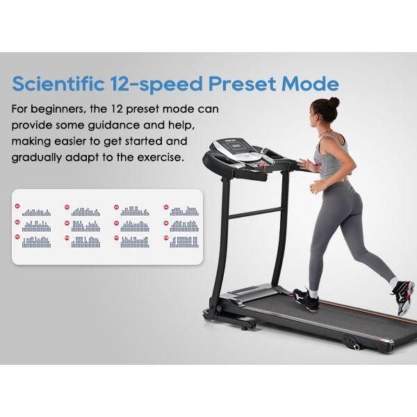 NEW Home Folding Treadmill with Pulse Sensor, 2.5 HP Quiet Brushless Motor, 7.5 MPH, 300LBS Weight Capacity Walking Jogging Machine with 3 Level Incline 12 Preset Programs for Home Gym