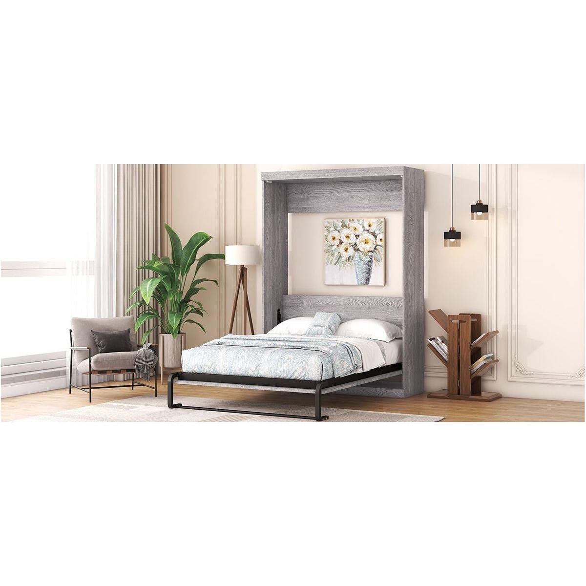 Full Size Murphy Bed, can be Folded into a Cabinet, Gray