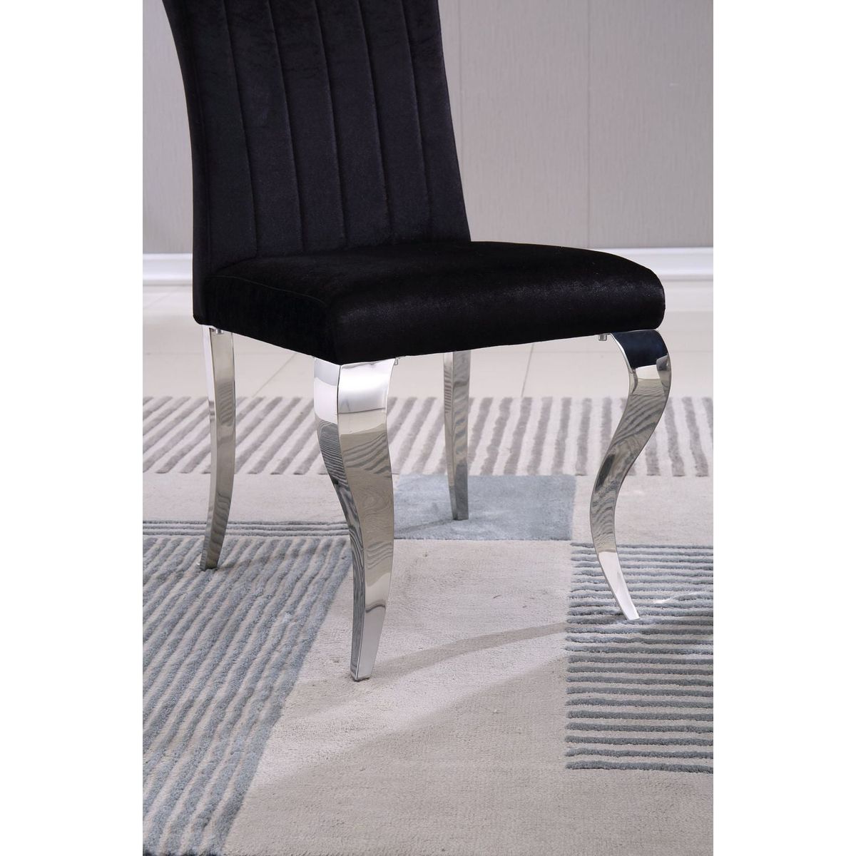 Modern Velvet Dining Chairs Set of 2, Upholstered Accent Armless Chairs with Stripe Backrest