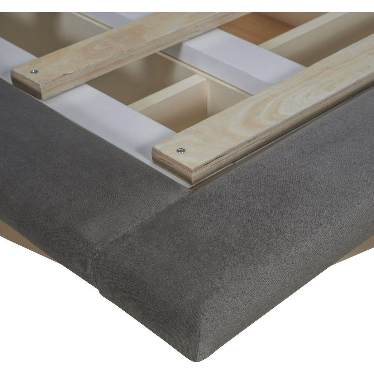 Queen Size Upholstered Floating Bed with LED Light and USB Port, Velvet, Gray, Hydrualic Platform Bed