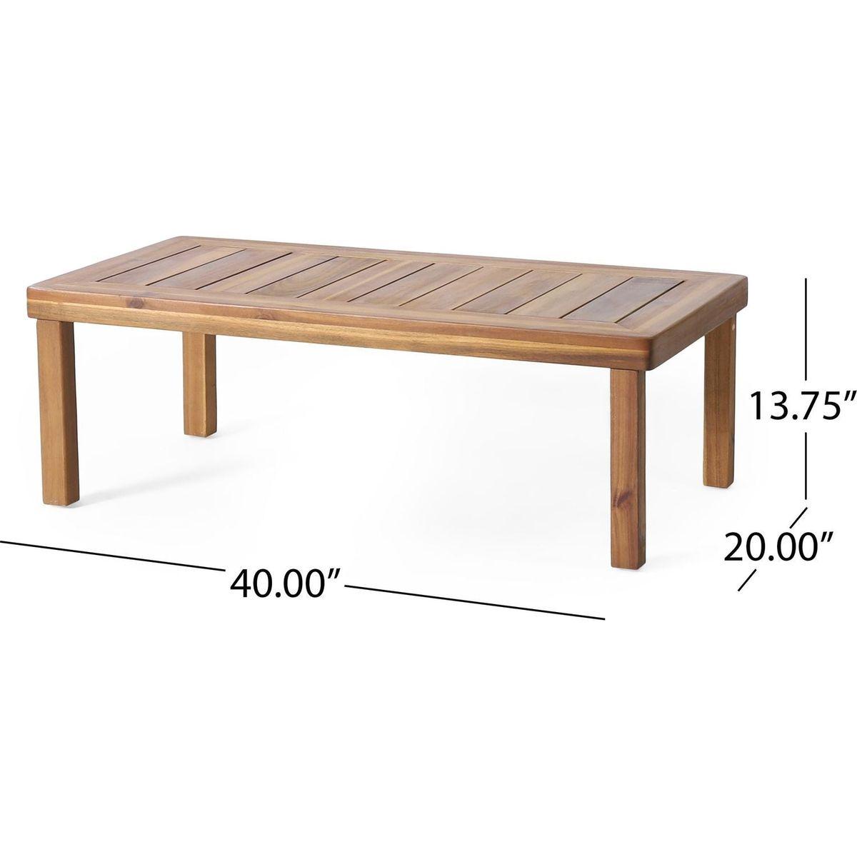 Teak Acacia Wood Loveseat and Coffee Table Set with Cream Cushions