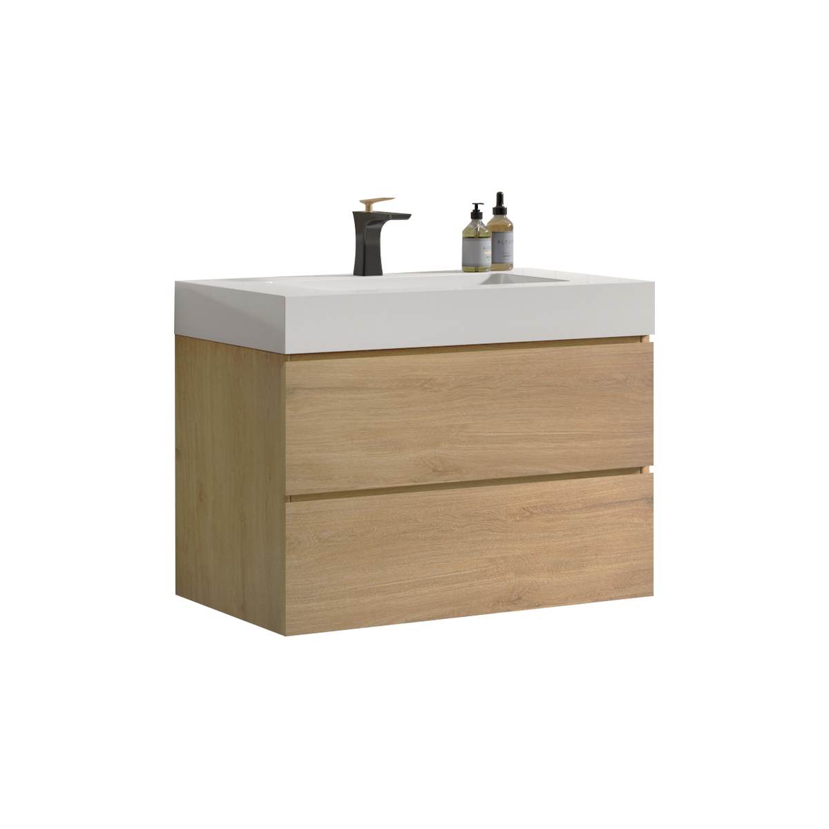 U041-Alice30-106 Alice 30" Natural Oak Bathroom Vanity with Sink, Large Storage Wall Mounted Floating Bathroom Vanity for Modern Bathroom, Pre-assembled