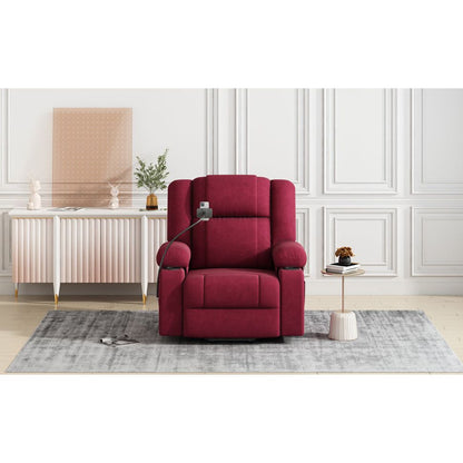 Power Lift Recliner Chair Electric Recliner for Elderly Recliner Chair with Massage and Heating Functions, Remote, Phone Holder Side Pockets and Cup Holders for Living Room, Red