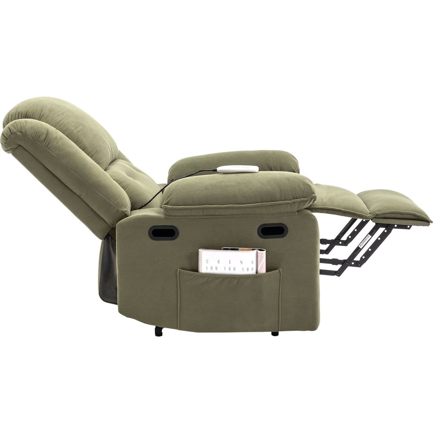 Massage Recliner,Power Lift Chair for Elderly with Adjustable Massage and Heating Function,Recliner Chair with Infinite Position and Side Pocket for Living Room, Green