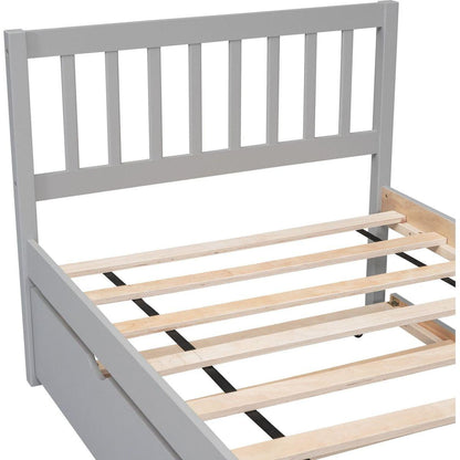 Modern Design Wooden Twin Size Platform Bed Frame with Trundle for Grey Color