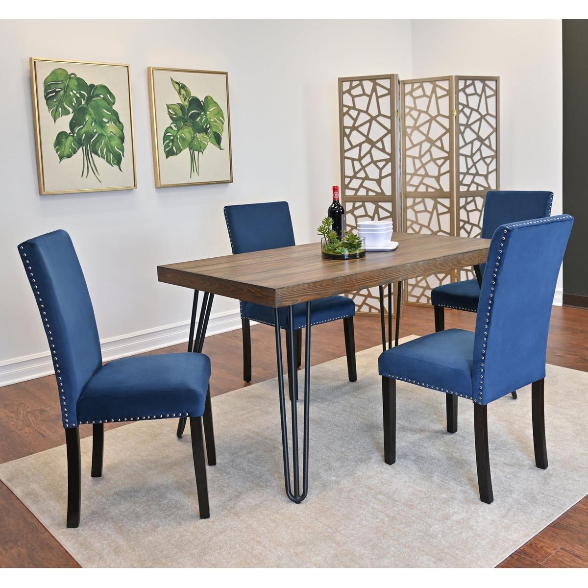 Ashzo 5-Piece Dining Set, Hairpin Dining Table with 4 Chairs, 3 Color Options