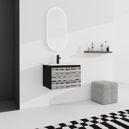 24" Floating Wall-Mounted Bathroom Vanity With Ceramics Sink & Soft-Close Cabinet Door, KD-Package