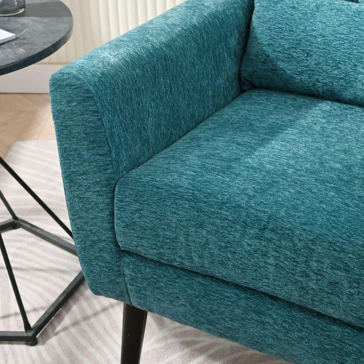 Modern Accent Chair Upholstered Foam Filled Living Room Chairs Comfy Reading Chair Mid Century Modern Chair with Chenille Fabric Lounge Arm Chairs Armchair for Living Room Bedroom (Teal)