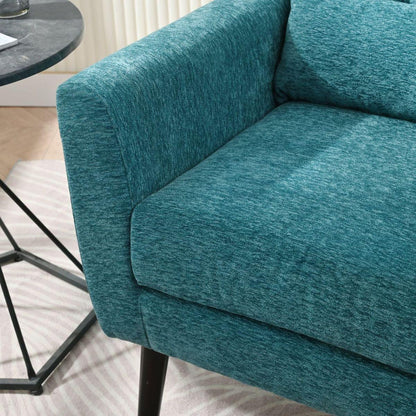 Modern Accent Chair Upholstered Foam Filled Living Room Chairs Comfy Reading Chair Mid Century Modern Chair with Chenille Fabric Lounge Arm Chairs Armchair for Living Room Bedroom (Teal)