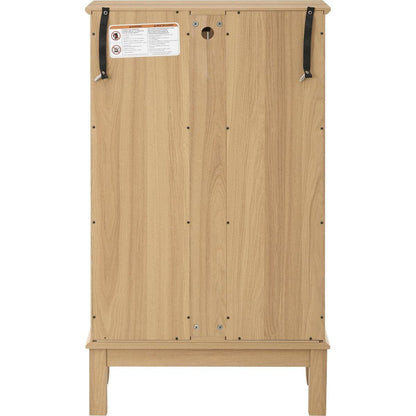 2 Doors Curio Cabinet with Tempered Glass Doors, Curio Cabinets with Mirrored Back Panel and Adjustable Shelves, Lighted Display Cabinet for Home, Office Light Bulb Included OAK