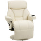 Manual Recliner, Swivel Lounge Armchair with Side Pocket, Footrest and Cup Holder for Living Room, Cream White