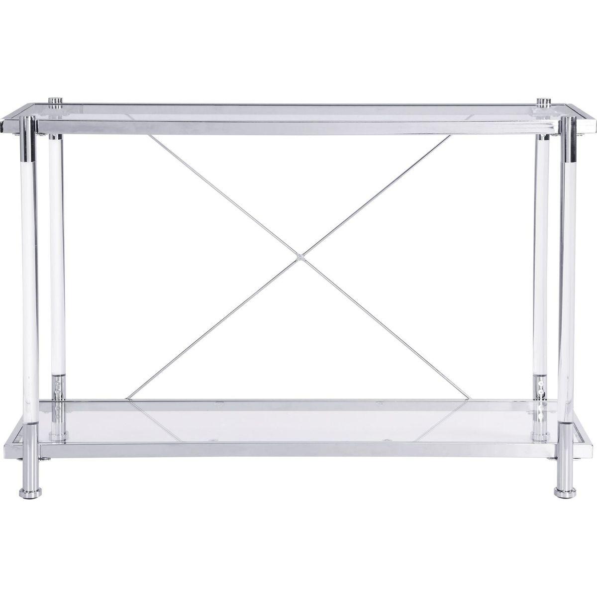 43.31" Chrome Glass Sofa Table, Acrylic Side Table, Console Table for Living Room& Bedroom