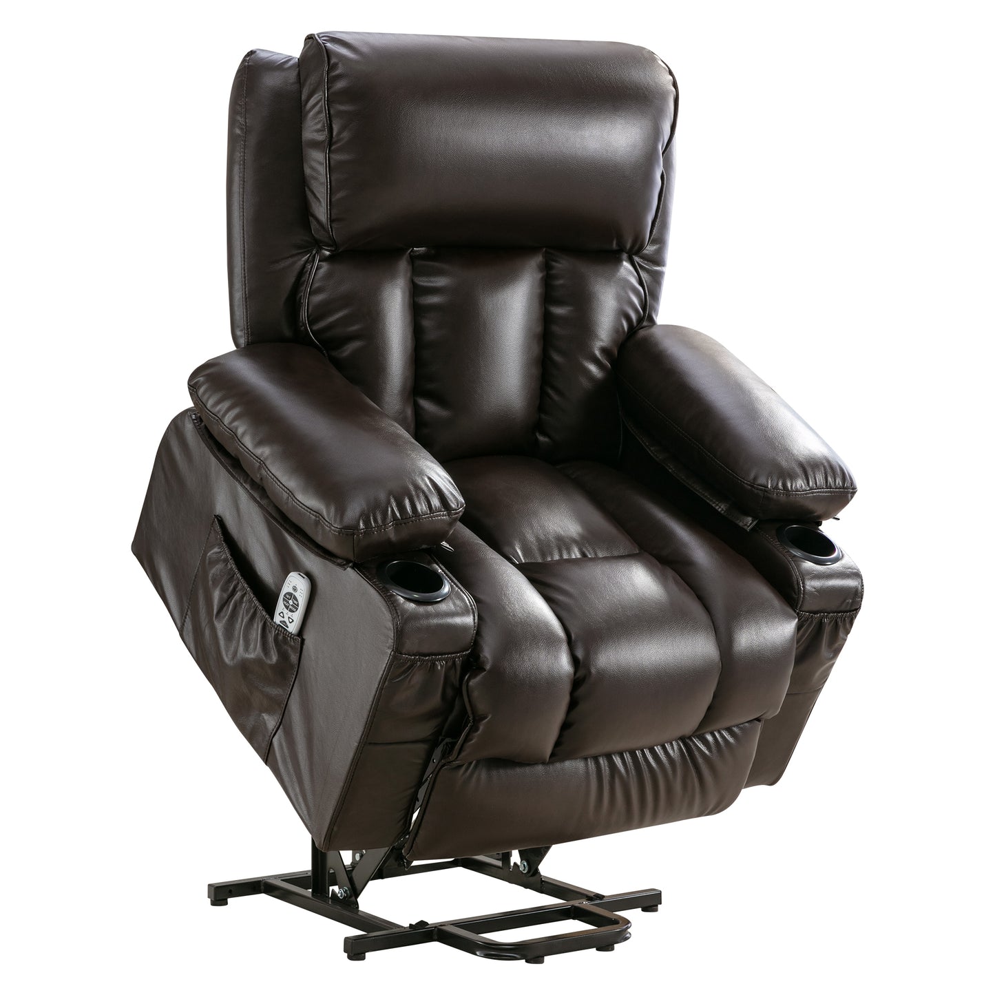 Power Lift Recliner Chair Recliners for Elderly with Heat and Massage Recliner Chair for Living Room with Infinite Position and Side Pocket,USB Charge Port.BROWN