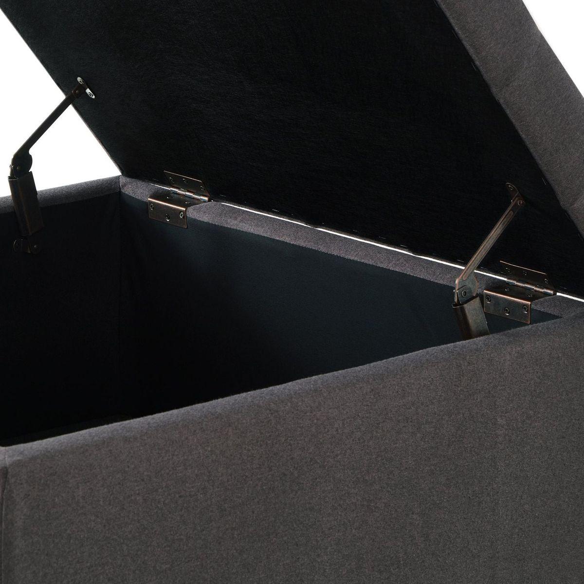 Large square storage ottoman with wooden legs, Upholstered button tufted coffee table with nail trims for Living Space,Dark Grey