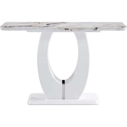 Modern Simple Glossy White Rectangular Counter Bar Table 47.24" x 18.11" x 29.52" For Living Room Bedroom Bedside Entrance House Balcony Office Bathroom.