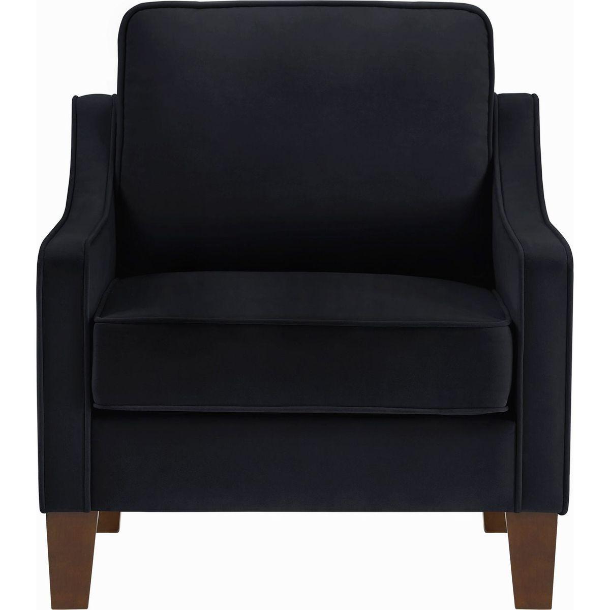 Modern Armchair, Living Room Single Seat Sofa Chair with Wooden Legs, Upholstered Velvet Accent Chair for Living Room, Bedroom,Black