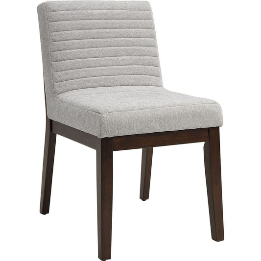 Edwyn Side Chair (Set-2), Gray Fabric & Brown Finish