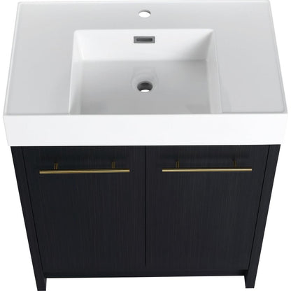 30 Inch Freestanding Bathroom Vanity with Resin Sink, With Soft Closing Door, KD-Package