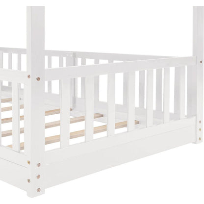 Twin Over Twin Bunk Bed with Slide and Ladder, White