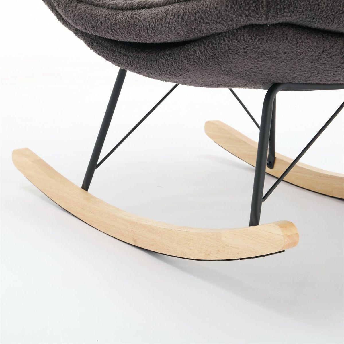 Lazy Rocking Chair,Comfortable Lounge Chair with Wide Backrest and Seat Wood Base, Upholstered Armless Rocker Chair for Living room, Balcony,Bedroom and Patio Porch. (GREY)