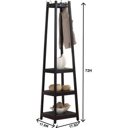Vassen Coat Rack w/ 3-Tier Storage Shelves in Espresso Finish