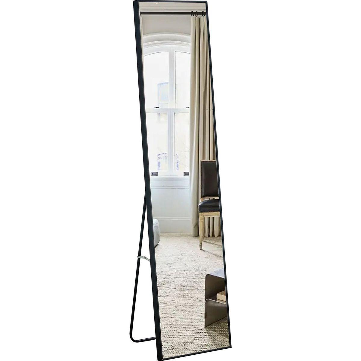 4rd generation black solid wood frame full length mirror, dressing mirror, bedroom porch, decorative mirror, clothing store, floor to ceiling mirror, wall mounted. 58 inches x 15 inches