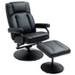 Swivel Recliner, Manual PU Leather Armchair with Ottoman Footrest for Living Room, Office, Bedroom, Black