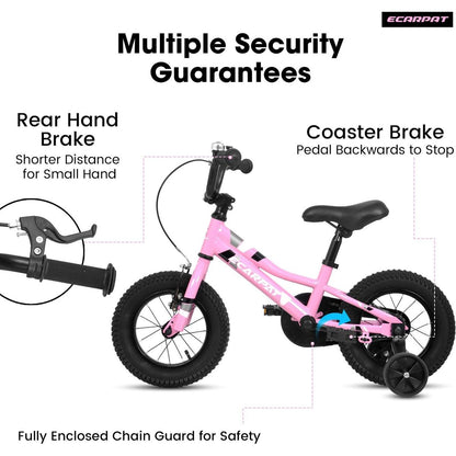 Kids' Bike 18 Inch Wheels, 1-Speed Boys Girls Child Bicycles For6-9Years, With Removable Training Wheels Baby Toys, Front V Brake, Rear Holding Brake