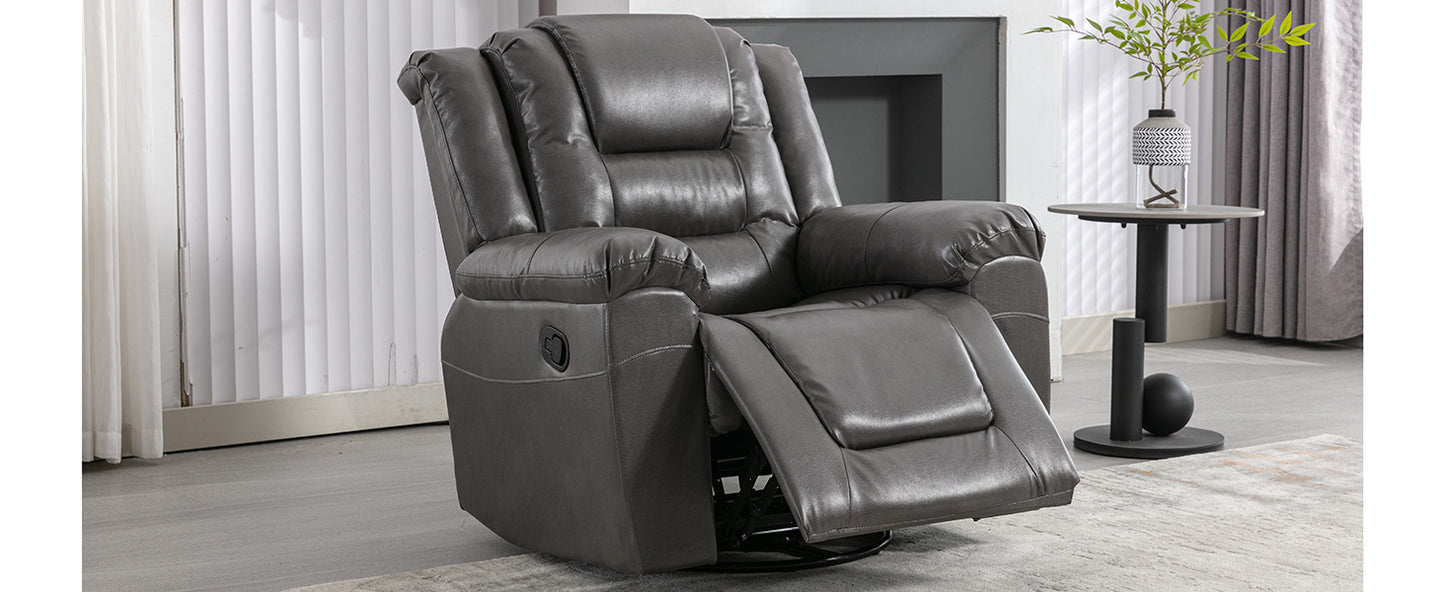 360Swivel and Rocking Home Theater Recliner Manual Recliner Chair with Wide Armrest for Living Room,Bedroom, Grey